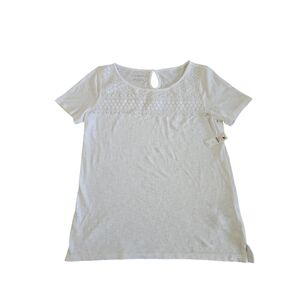 Talbots Women's White Lace Pattern Short Sleeve Top Size XS